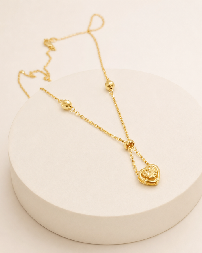 Heart Drop Small Necklace in 22ct gold — view 1