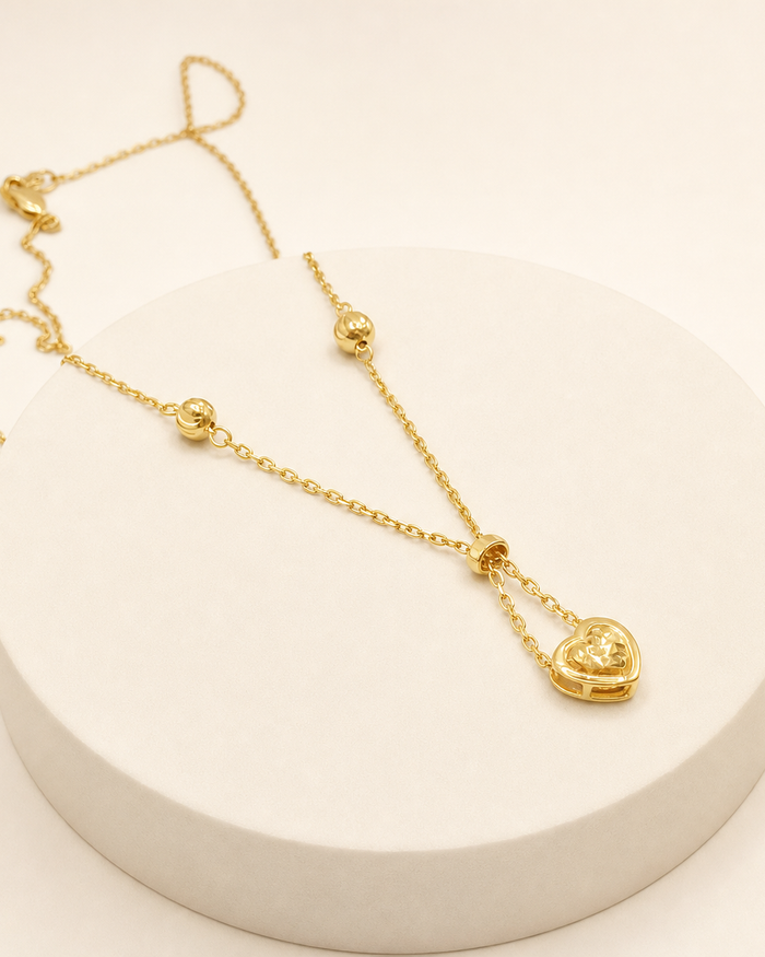 Heart Drop Small Necklace in 22ct gold — view 2