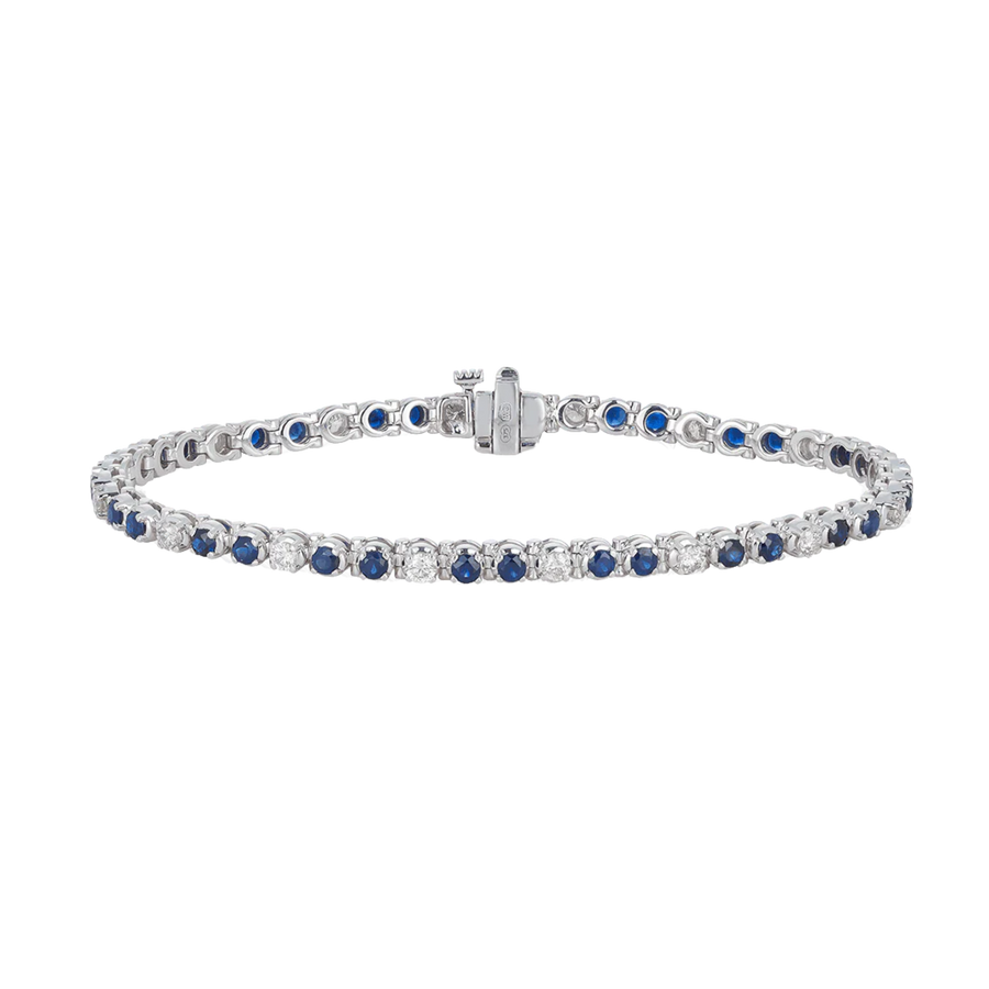 Sapphire & Diamond Tennis Bracelet in 9ct White Gold