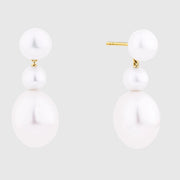 Freshwater Pearl Oval Drop Earrings in 9ct Yellow Gold